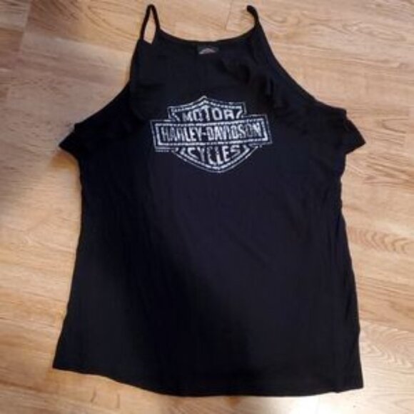 NWT - Harley-Davidson® Women's - Black Long Ruffle Tank XL - Picture 3 of 10